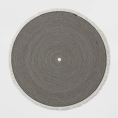 8' Round Retro Outdoor Rug Black - Opalhouse™