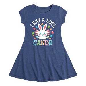 Girls' - Instant Message - I Eat Alotl Candy Fit & Flair Cap Sleeve Graphic Dress - 1 of 4