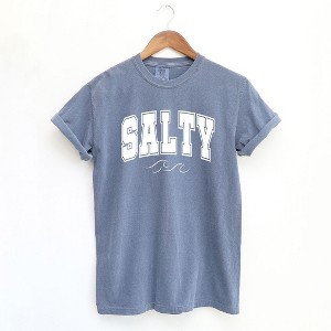 Simply Sage Market Women's Salty Varsity  Short Sleeve Garment Dyed Tee - 1 of 2