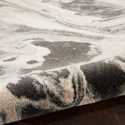 Gray and Beige Abstract Synthetic 6' x 9' Area Rug