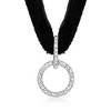 Ross-Simons 0.12 ct. t.w. Diamond Circle Pendant Choker Necklace With Black Velvet Cord and Sterling Silver Size 13 - 3 of 4