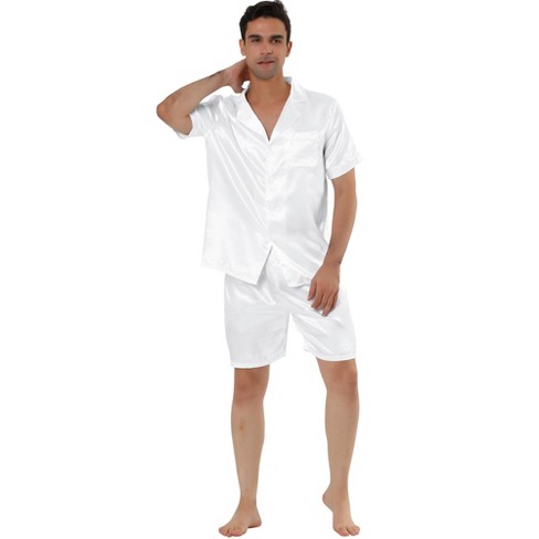 Lars Amadeus Men s Summer Satin Pajama Sets Short Sleeve Nightwear