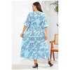 Women's Plus-Size Summer Dresses Floral Short Sleeve Long High Waist A-Line Pleated Layers Dress - 2 of 4