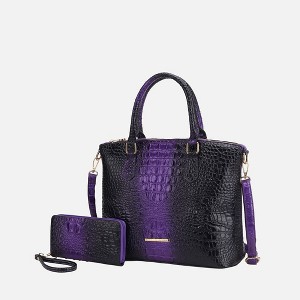 MKF Collection Frankie Halloween Gradient Faux Crocodile-Embossed Women’s Satchel Handbag with Matching Wallet by Mia K - 1 of 4