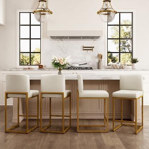 Captiva Designs 24 inch Height Bar Stool with Padded Seat and Back & Sturdy Steel Frame & Footrest - 1 of 4