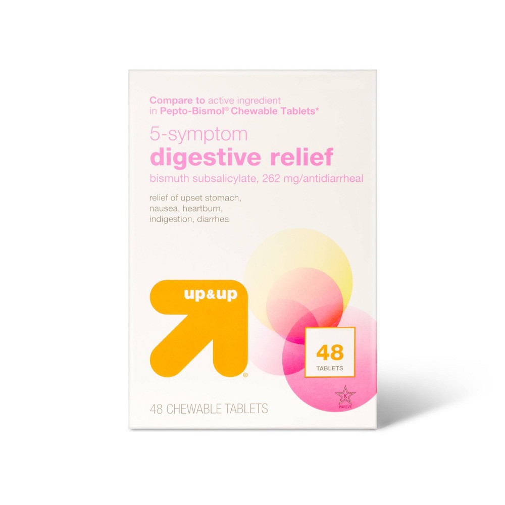 Digestive Relief Chewable Bismuth Tablets - 48ct - up & up