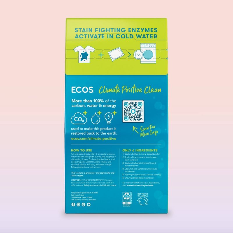 ECOS Plastic-Free Laundry Detergent Packs - Free &#38; Clear - 17.98oz/40pk, 3 of 5