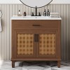 NicBex 36"Rattan Bathroom Vanity with Ceramic Sink,Chic Bathroom Sink Cabinet with Doors&1 Drawer,Freestanding Storage Cabinet with Basin - 2 of 4