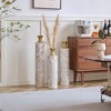 Grungis Set of 3 White & Gold Textured Metal Flower Vases,33.4", 28.7", 24" Tall Geometric Cylinder Decorative Vases for Luxury Home Decor,White+Gold - 2 of 4