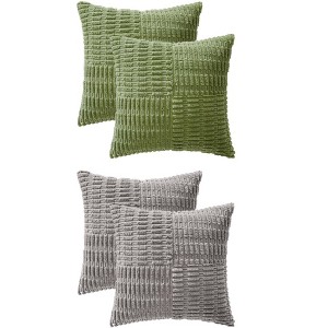 REGALWOVEN 4 Pcs Solid Corduroy Soft Decorative Throw Pillow Covers for Modern Farmhouse Home Decor 18 x 18 Inch - 1 of 4