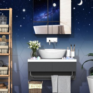 ChicFurnit Bathroom Vanity Mirrors Rectangle Frame Wall Mirror Storage Mirror Decorative Wall Mirrors for Bathroom, White, 23.6"*4.8"*21.6" - 1 of 4