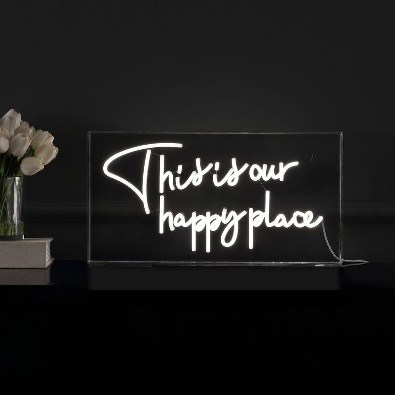 19.6&#34; x 10.1&#34; This is Your Happy Place Contemporary Acrylic Box USB Operated LED Neon Light White - JONATHAN Y, 3 of 7