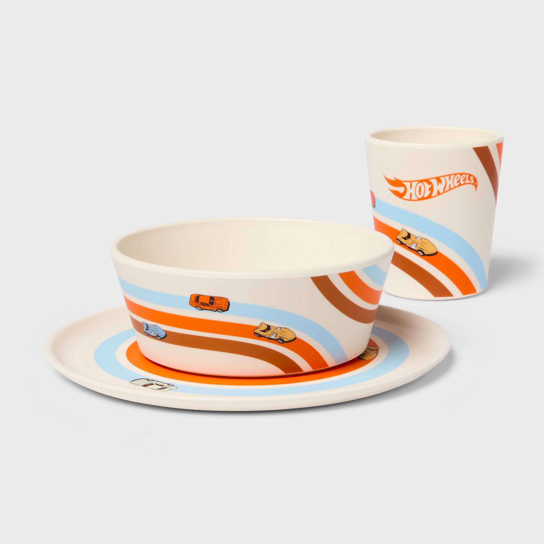 3pc Hot Wheels Retro Artificial Resin Dinnerware Set White - Hot Wheels by Pillowfort™