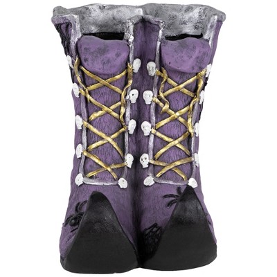 Northlight 12 Black Witch's Boot with Purple Glittered Roses Halloween Decoration