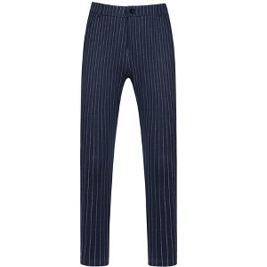 Lars Amadeus Men's Striped Slim Fit Flat Front Dress Pants - 1 of 4