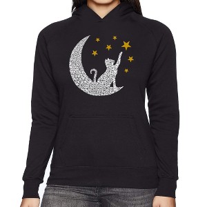 LA Pop Art Cat Moon - Women's Word Art Hooded Sweatshirt - 1 of 4