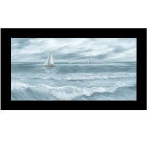 HomeRoots Three Sailboats Black Framed Print Wall Art - 1 of 4