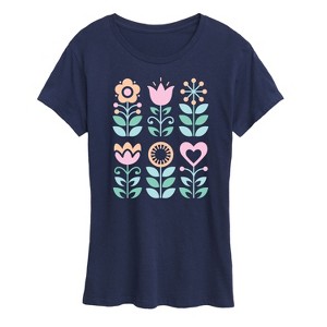Women's - Instant Message - Scandinavian Flowers Short Sleeve Graphic T-Shirt - 1 of 4