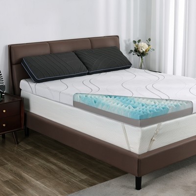 Vipbear Mattress Topper with Ice Silk Cover  4 Inch, Premium Cooling Gel+ Bamboo High-Density Memory Foam Mattress Topper