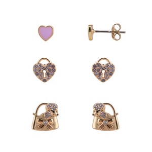 FAO Schwarz Gold Tone Poodle and Heart Trio Earring Set - 1 of 2