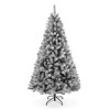 6 Ft Pre-Lit Snow Flocked Artificial Christmas Tree Lighted Xmas Tree with 250 Warm White Lights 800 Branches Tips Christmas Tree with Metal Stand fo - 2 of 4