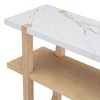 GlasFlength Console Tables Modern Narrow Entryway Table with Marble Effect Top and Open Shelf Elegant for Living Room, Beige, 54"*15"*30" - 4 of 4