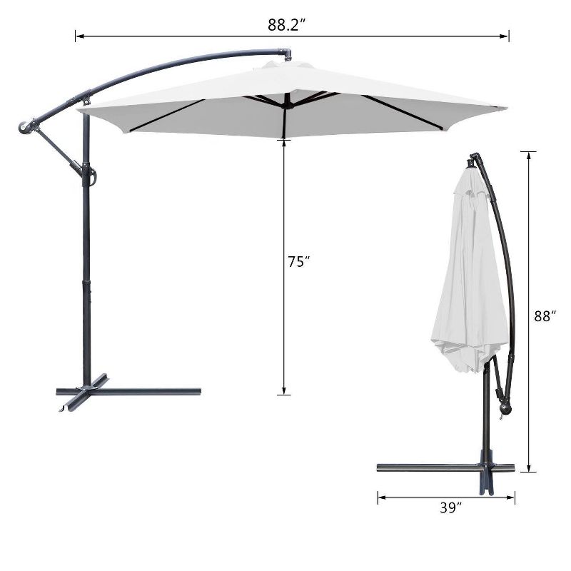 10' x 10' Outdoor Hanging Offset Cantilever Patio Umbrella with Easy Tilt - Devoko, 4 of 5