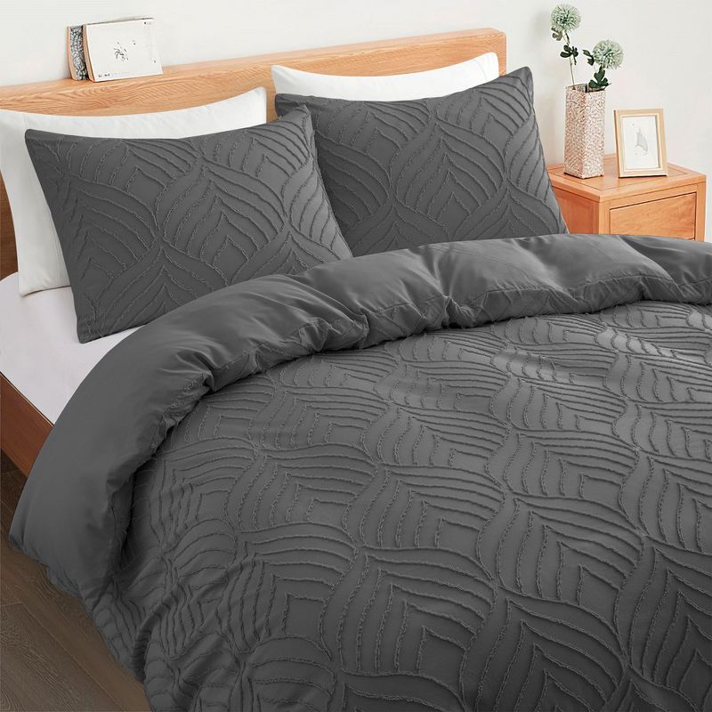 Peace Nest Tufted Clipped Jacquard Geometric Duvet Cover & Pillowcase Set, 3 of 11
