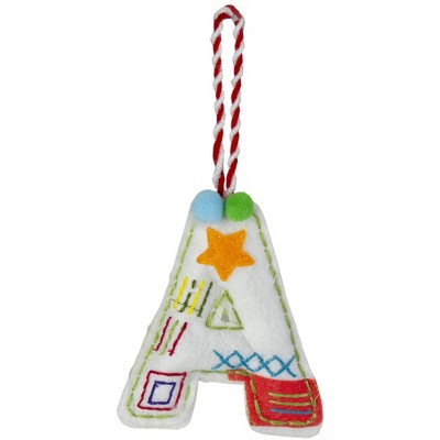 Northlight 6" White and Red Letter "A" Stitched Christmas Ornament