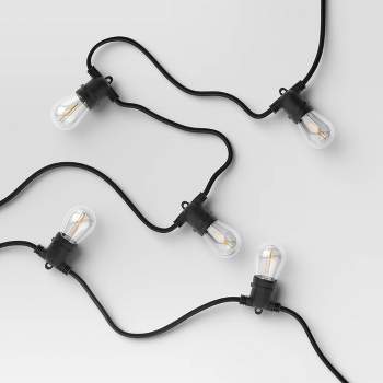 Electric Café String Lights with 10 Gun Metal Shades - LumaBase