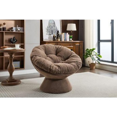 CAVINAS Oversized Swivel Accent Chair, 360-degree Swivel Barrel Chair, Upholstered Swivel Chair, Papasan Chair for Living Room Bedroom