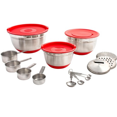 Lexi Home 17-Piece Stainless Steel Mixing Bowls Set in Red - image 1 of 3