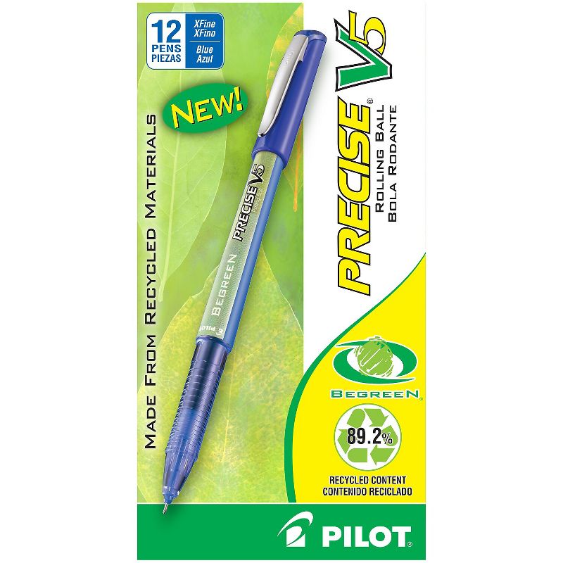 Pilot Precise V5 BeGreen Rollerball Pens Extra Fine Point Blue Ink 752375, 1 of 5