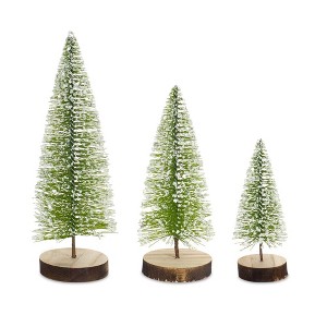 Melrose Mini Bottle Brush Holiday Tree (Set of 12) - 1 of 2