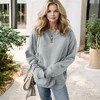Amaryllis Women's Oversized Fleece-Lined Pullover Sweatshirt with Ribbed Cuffs and Hem - 4 of 4