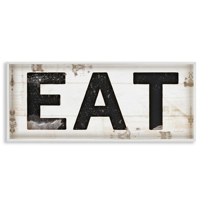 Stupell Industries Eat Typography Vintage Sign Black Framed Giclee Art