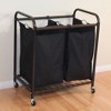 Angel Sar 2-Bag Rolling Laundry Sorter, Bronze Laundry Cart with Removable Bags and Wheels - 2 of 4