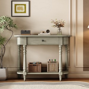 36"Wx30"H Solid Wood Vintage Style Console Table With Top Drawer And Open Lower Shelf,Console Table Entryway Narrow - Maison Boucle - 1 of 4