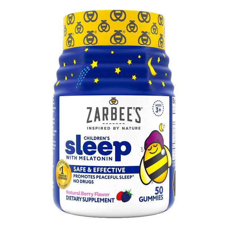Zarbee&#39;s Kid&#39;s Sleep Gummies with Melatonin, Drug-Free, Non-Habit Forming - Natural Berry - 50ct, 1 of 15