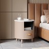 Round Nightstand End Table Bed Beside Table Sofa Side Table Accent Table with Drawer & Open Storage Shelf - ModernLuxe - 2 of 4