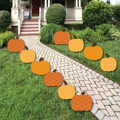 Big Dot of Happiness Pumpkin Patch - Pumpkin Lawn Decoration Signs - Outdoor Fall, Halloween or Thanksgiving Yard Decorations - 10 Piece