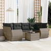 vidaXL 7 Piece Patio Sofa Set with Cushions - Gray Poly Rattan - 2 of 4