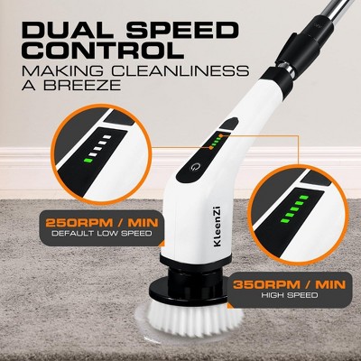 8-in-1 White Electric Spin Scrubber with Adjustable Handle