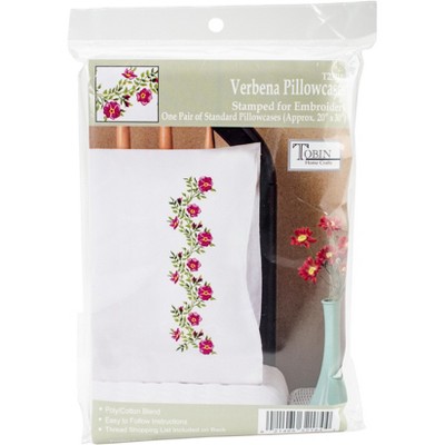 Tobin Stamped For Embroidery Pillowcase Pair 20"X30"-Verbena