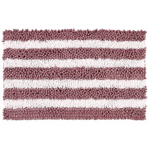 Unique Bargains Bathroom Striped Absorbent Chenille Non-Slip Machine Washable Plush Floor Mats - 1 of 4