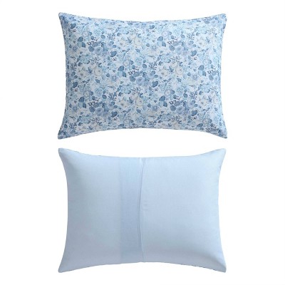 Twin Blue Cotton Reversible Floral Bedding Set