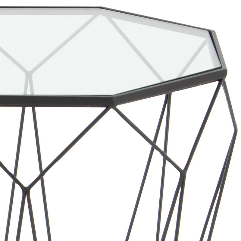 Metal and Glass Octagonal Side Table Dark Gray - Olivia & May, 5 of 6