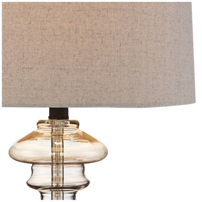 Elegant Champagne Gold Glass Table Lamp with Taupe Drum Shade