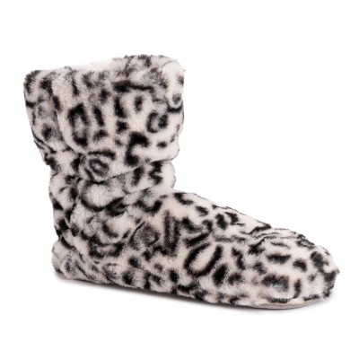 snow leopard print slippers