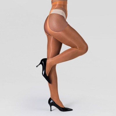 LECHERY Women's Lustrous Silky Shiny Sheer Suspender High-Waisted No Waistband Nylons Pantyhose Tights Stockings (1 Pair)